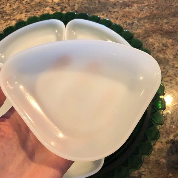 HOMCO Vintage Green Glasswear Serving Tray and Bowls Excellent Condition - Picture 8 of 8